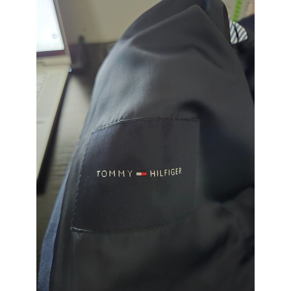 Tommy Hilfiger Mens Blue 100% Worsted Wool Sports Coat Jacket Size 46R Formal - Picture 9 of 14